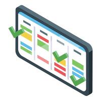 Agile board showing check marked tasks on tablet screen vector