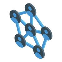 Isometric social network connecting people with lines vector