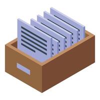 Archive box is storing documents for office routine vector