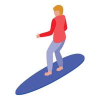 Surfer is riding a surfboard, enjoying the thrill of the waves vector