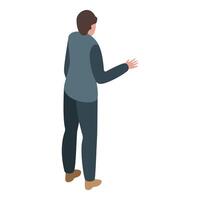 Businessman showing something with hand gesturing isometric icon vector