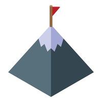 Mountain reaching high with red flag marking successful climb vector