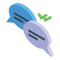 Online chat is showing successful communication with check mark vector