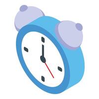 Blue alarm clock showing time passing isometric icon vector