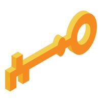 Orange key isometric projection showing security and access vector
