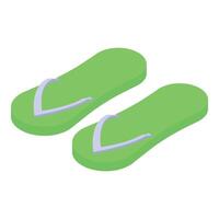 Pair of green flip flops for relaxing on the beach vector
