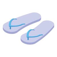 Pair of blue flip flops lying on sand isometric view vector