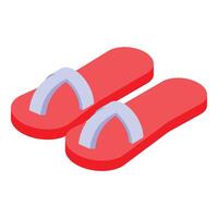 Pair of red summer flip flops slippers isolated on white background vector