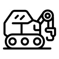 Excavator with tracked chassis working on construction site vector