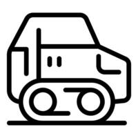 Small bulldozer working on a construction site with its lights on vector