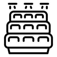 Empty tribune with projectors lighting seats for spectators vector