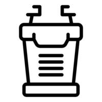 Tribune with microphones for conference or public speaking representing communication vector