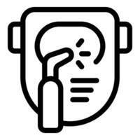 Welding mask icon showing welding torch and protection vector
