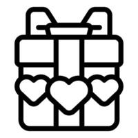 Gift box wrapped with ribbon and decorated with hearts showing love and affection vector