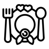 Romantic dinner setting with fork and spoon decorated with hearts vector
