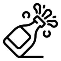 Open bottle of champagne splashing with cork popping out vector