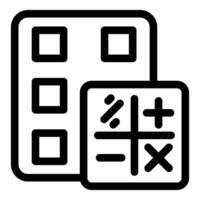Calculator performing mathematical operation with percentage, plus, minus and multiplication symbols vector