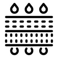 Breathable material with water drops passing through layers vector