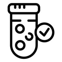 Laboratory test tube analysis giving positive result with check mark icon vector