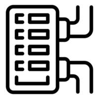 Electrical panel icon showing power supply and circuit breakers vector