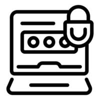 Laptop showing password protected login screen with padlock icon vector