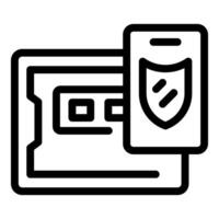 Credit card being protected with a shield icon vector