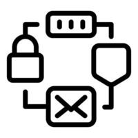 Secure connection protecting data transfer with password and lock symbol vector