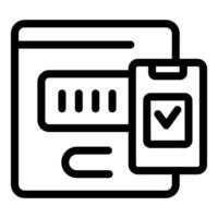 Online voting system showing digital ballot being submitted with checkmark icon vector