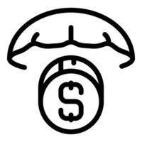 Lips protecting dollar coin from falling representing financial security vector