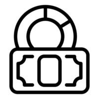 Pie chart locked on banknote symbolizing financial security vector