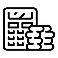 Accountant calculating taxes with calculator near stack of golden coins vector