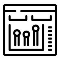 Audio mixing software interface with sliders adjusting sound parameters vector