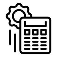 Gear falling on a calculator representing technical issue vector