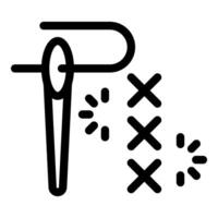Needle and thread making cross stitch pattern icon vector