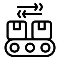 Conveyor belt moving boxes with arrows symbolizing import export or supply chain vector