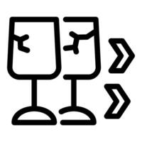 Broken wine glass moving forward with arrows icon vector