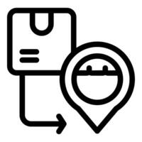 Parcel tracking system showing box and gps location icon vector