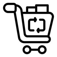Shopping cart displaying recycling symbol promoting sustainable consumption practices vector