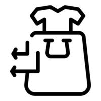 Shopping bag with t shirt being returned with arrows showing return process vector