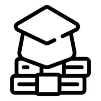 Graduation cap resting on stack of books representing education vector