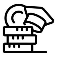 Graduation cap falling on stack of coins symbolizing investment in education vector