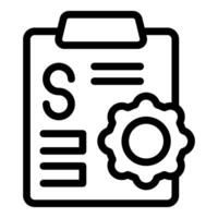 Clipboard showing strategy with gear for settings vector