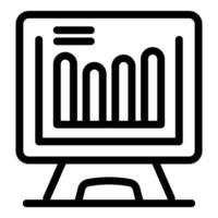 Computer showing growing bar chart for data analysis vector