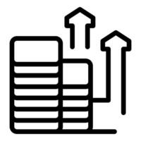 Data storage capacity increasing depicted by growing hard drives and up arrows vector