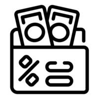 Wallet containing money with interest rate symbol showing savings growth vector