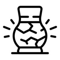 Broken clay vase standing on shelf showing cracks vector
