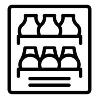 Refrigerator storing bottles icon, outline style vector