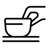 Steaming hot bowl of soup being served on a tray line drawing icon vector