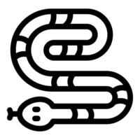 Curled snake slithering icon with bold outline vector