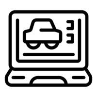 Car design software running on laptop computer screen vector